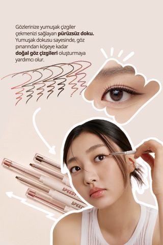 Suya Dayanıklı Kolay Kullanım Sunan Göz Kalemi Peripera Speedy Pencil Liner 3 Milk Tea Brown