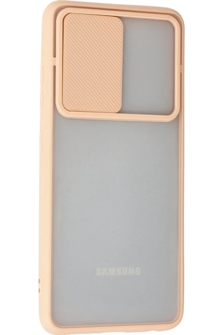 Gld-spt- Newface Samsung Uyumlu Galaxy A52 Kılıf Palm Buzlu Kamera Sürgülü Silikon - Pembe