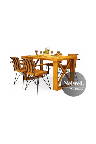 Neiwel Garden Dian Doğal Ahşap Bahçe Yemek Masası-70-120 Açık Ceviz
