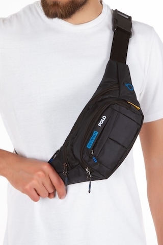 Newish Polo Unisex Siyah Mavi Su Geçirmez Usb Ve Kulaklık Girişli Bel Ve Omuz Çanta Freebag Siyah-mavi