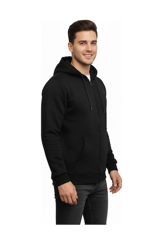 Dynamo Erkek Büyük Beden Kapüşonlu Fermuarlı Sweatshirt 6549 Bgl-st05012 Siyah