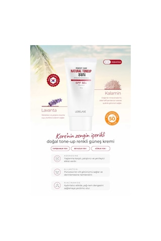 Lebelage Ton Eşitleyici Renkli Güneş Koruyucu Tone Up Sun SPF 50+ PA++++