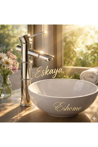 Eshome Krom Lavabo Bataryası Çanak Lavabo Uyumlu Pirinç Gövde Modern Lüks Banyo Musluğu