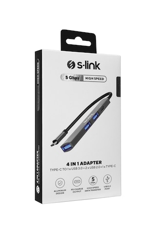 S-lınk Swv-usbc023 Type-c To 2xusb 2.0 1xusb 3.0 1xtype-c Metal Usb Hub 1923 Renkli