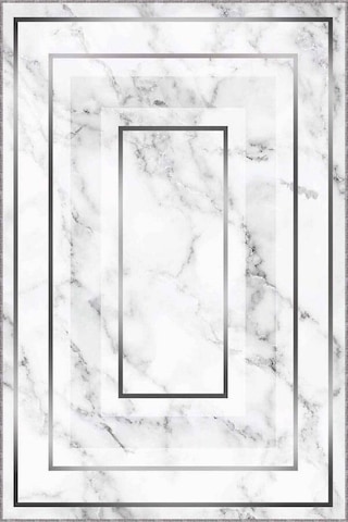 Silver Çerçeveli Kaymaz Tabanlı Dekoratif Halı Rv007n11