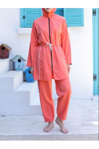 Paraşüt Kumaş Tesettür Mayo Pembe