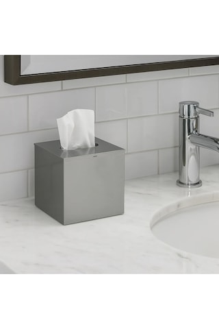 Mendil Kutusu, Kare, 13xh13cm - Parlak Paslanmaz Çelik Parlak Paslanmaz Çelik