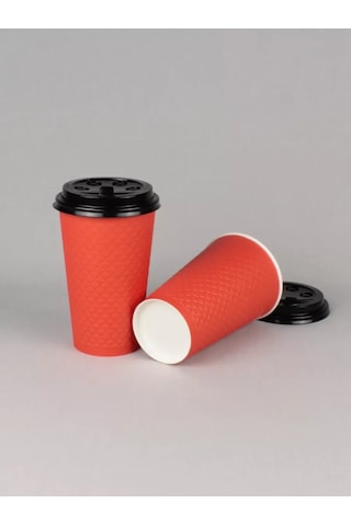 Softhomecraft 400 Ml 50'li Kırlentli Kağıt Bardak, Kapaklı 173946806 100 adet