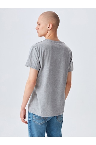 Ltb Logolu Bisiklet Yaka Erkek T-Shırt Gri 01224841696089 - 203 Gri