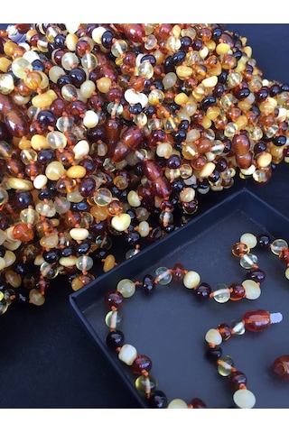 İpek Kehribar Multi Color Sertifikalı Hakiki Baltık Kehribar Bebek Diş Kolyesi