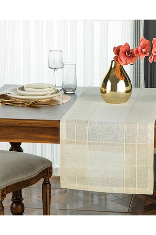 Luxe Keten Runner Bej Bej