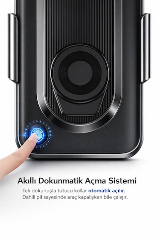 Qasul C11güç, Teknoloji Ve Tasarım Bir Arada 360 Dönebilen Akıllı Araç Telefon Tutucu & Kablosuz Şarj Standı Type-c / Micro Usb / Lightning Siyah
