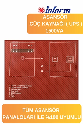 İnform Asansör Güç Kaynağı Lift 1500va Asansör Ups