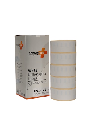Ecotagplus Dymo Muadili Etiket - 89 Mm X 28 Mm - 5 X 260 Adet - Eko Paket - 99010 1