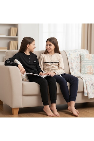 Bonbon Genç Kadın Pamuklu 2 Adet 2'li Pijama Takımı Al507 V1, Al506 V1 Bb2454 Çok Renkli