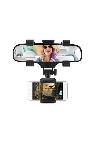 Xindoker Araç Geribakış Aynası Telefon Tutucu: 360 Döner, 5-9cm Cihaz Uyumlu, Silikon Sağlama Ve Kırılmaz Plastik Malzeme İle Kolay Kurulum Diğer