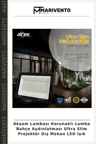 Akşam Lambası Korunaklı Lamba Bahçe Aydınlatması Ultra Slim Projektör Dış Mekan Led Işık