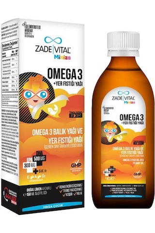 Zade Vital Miniza Omega 3 + Yer Fıstığı Yağı 150 ML