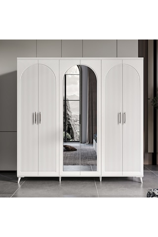 Oslo 6 Kapaklı Komple Mdf Aynalı Gardırop
