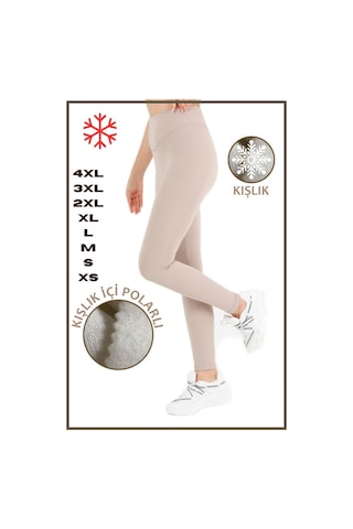 Kadın Kışlık Içi Polarlı Yüksek Bel Toparlayıcı Tayt Lacivert Curve High Waist Fleece Winter 1043 Taş