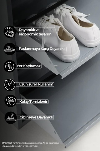 3'lü Metal Ayakkabılık - Gri