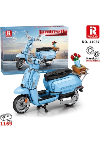 Reobrix Creator 11037 Retro Scooter Lambretta V200 Special Mavi Yaratıcı Yapı Blok Seti Building Blocks - 1169 Parça