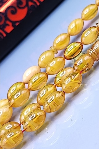 7 x 11 MM Beyzi Mustafa Uysal İmzalı Sarı Hareli Ateşi Kehribar Tesbih