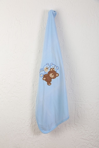 %100 Pamuklu Yenidoğan Çift Katlı Penye Bebek Battaniyesi Sb 512 Mavi