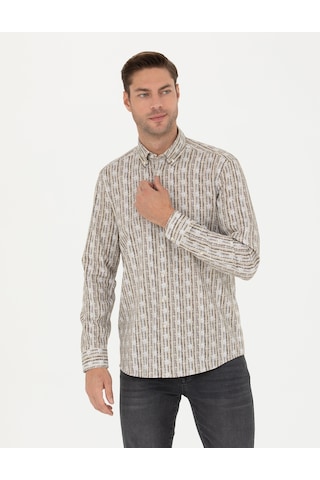 Pierre Cardin Erkek Haki Desenli Gömlek 50273550-vr027 Haki
