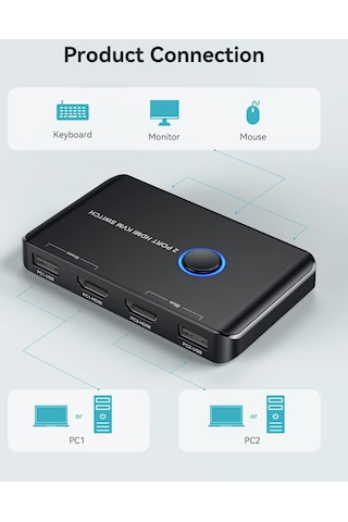 4642 4k Hdmi Kvm Switch 2 Port Usb 2 Pc Tek Kasa Klavye Mouse Kon