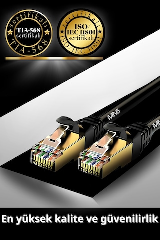 MN6 M109F Cat7 Kablo 5 Metre/Bakır-10gbps-50 Mikron Altın Kaplama/5M Cat7 Ethernet Kablosu