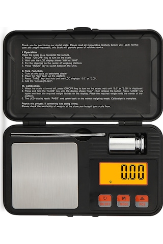 Gajeena Yüksek Hassasiyetli 200g/0.01g Mini Dijital Terazi - Mutfak, Kuyumcu Ve İlaç Ölçümleri İçin Siyah