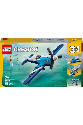 LEGO® Creator 3’ü 1 Arada Uçak: Yarış Uçağı 31160 - 7 Yaş ve Üzeri Çocuklar için Jet veya Helikoptere Dönüşebilen Oyuncak Yapım Seti (178P)