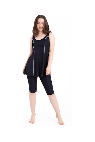 Kadın 501 Şeritli Taytlı Elbise Mayo Lacivert-lacivert 31559 - 1 Lacivert