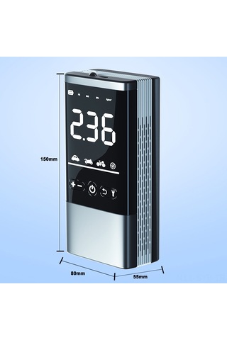 Symbee Kompakt Kablosuz Araç Pompa, Akıllı Otomatik Kesme, Sayısal Göstergeli, Bisiklet Motosiklet Toplar İçin, Fenerli, 30l/dak