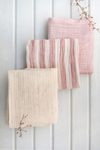 Müslin Örtü & Battaniye 3'lü Set %100 Pamuk Oeko-teks Sertifikalı 80x70 Cm Pembe