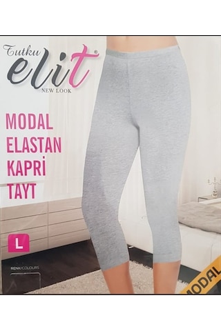 Tutku Elit Bayan Modal Elastan Dizaltı Kapri Tayt 2102 Gri