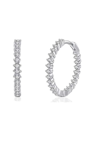 Brezza Lusso Jewelry Timeless Series Sonsuz Parıltı Pırlanta Kesim Halka Gümüş Küpe Gümüş