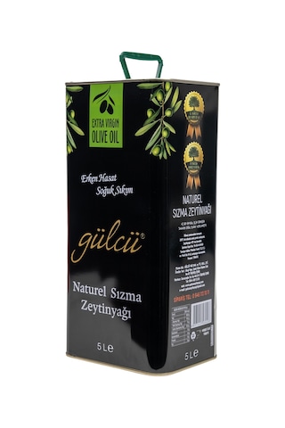 Gülcü Erken Hasat Soğuk Sıkım Natural Sızma Zeytinyağı Teneke 5 L