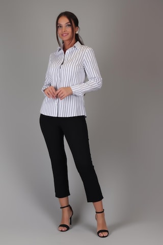 Sweetness Kadın Siyah Çizgili Uzun Kollu Likralı Pamuklu Klasik Gömlek Dk001-3 Siyah