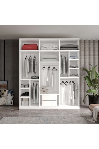 Milas 6 Kapaklı Komple Mdf Yüklüklü Gardırop