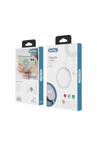 Go-Des GD-UC588 Magsafe Şarj Aygıtı Kablosuz Magnetik Hızlı Şarj Cihazı 15W Wireless Apple Uyumlu iPhone ZORE-221100 Beyaz