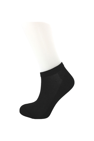 Kadın Patik Siyah Pamuklu Çorap 6'lı Paket Pirinç Örgü Siyah