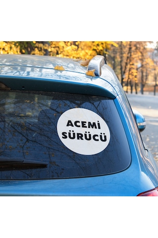 Acemi Sürücü Sticker Etiket - 15cm - Beyaz Renk - Araç Camı İçerisinden Yapıştırılır Beyaz