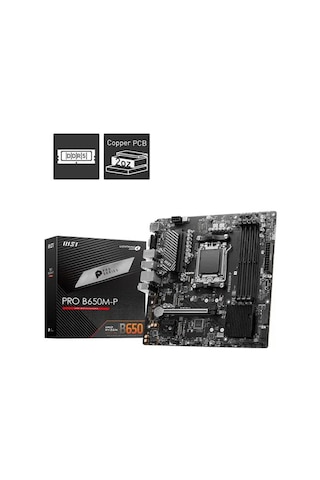 Msı Pro B650m-p Ddr5 6000mhz Oc 1xvga 1xhdmı 1xdp 2xm.2 Usb 3.2 Matx Am5 Amd Am5 9000/8000/7000 Serileri İle Uyumlu