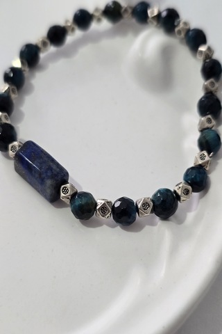 Sertifikalı Lapis Lazuli, Mavi Kaplangözü Doğaltaş Bileklik Lacivert