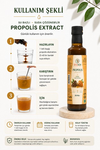 Propolis Ekstraktı 250 ml Su Bazlı Suda Çözünebilir Sıvı Propolis
