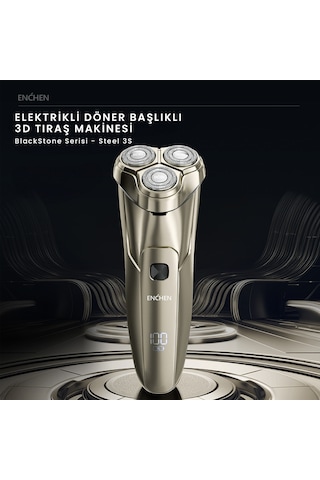 Enchen Steel 3s Gold Çift Yönlü Kavisli Bıçaklı Dijital Ekranlı Suya Dayanıklı Şarjlı Tıraş Makinesi