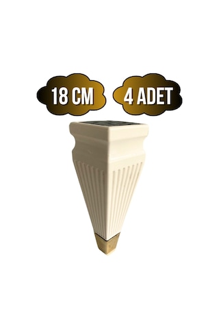 Kule Desenli Krem Plastik Ayak Mobilya Masa Ve Dolap Ayağı 18cm Krem - Altın 4 Adet Krem