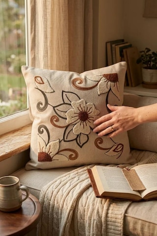 Punch Nakış Kırlent Kılıfı 2 Li 40 Cm X 40 Cm Açık Indigo